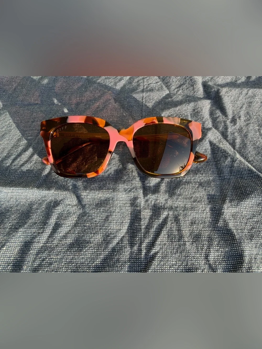 DIFF Bella XS Polarized Sunglasses Tortoise Square Cat Eye Acetate $128